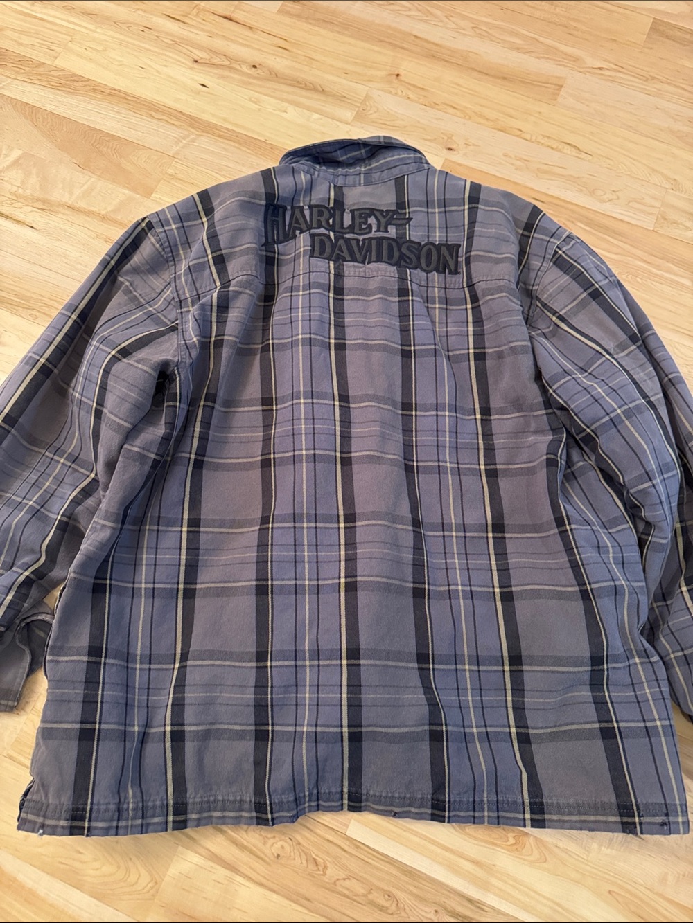 Harley Davidson Button Up Quilted Light Jacket Shirt Plaid Embroidered Logo-Read